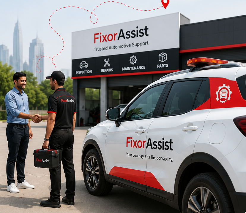 FixorAssist expert greeting a customer at a partner garage
