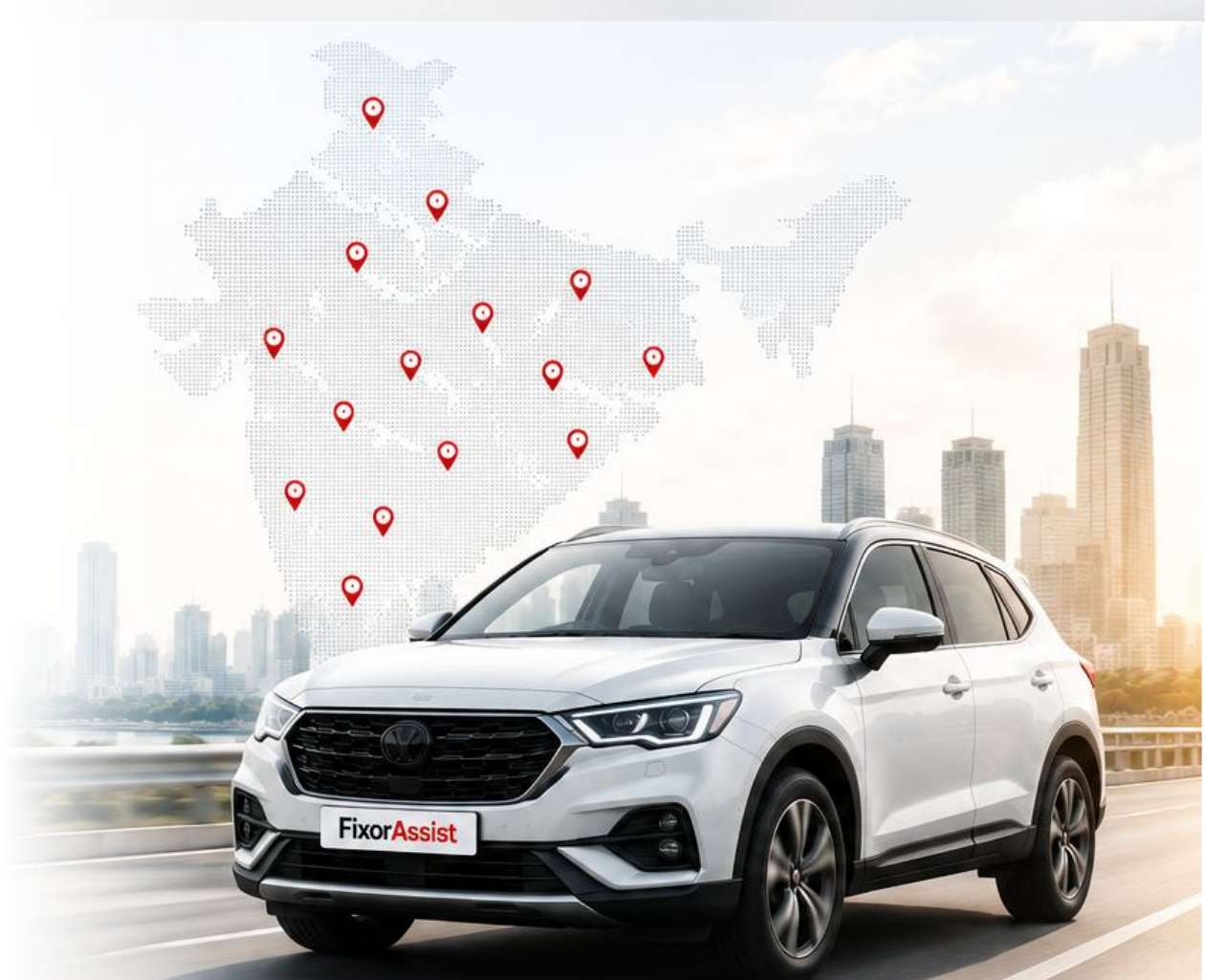 FixorAssist SUV with Pan-India network map