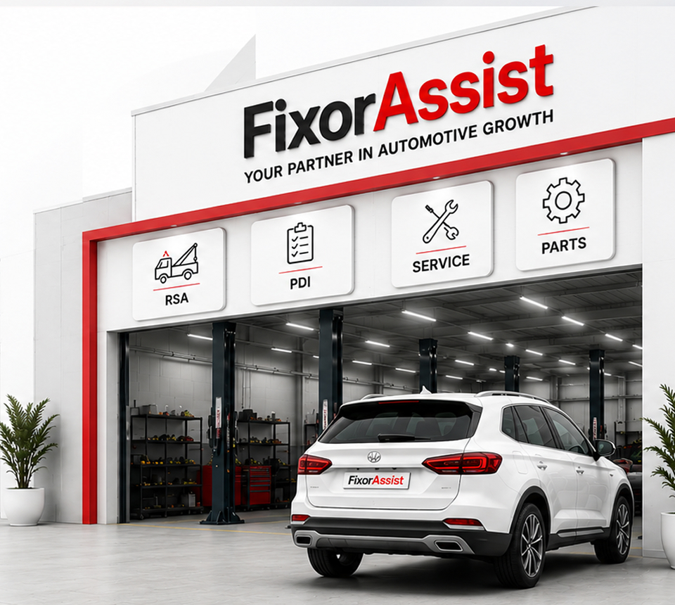 FixorAssist partner workshop storefront with an SUV