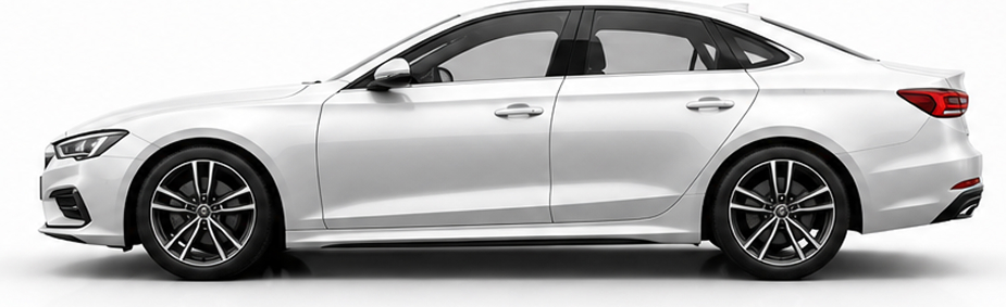 White sedan side profile