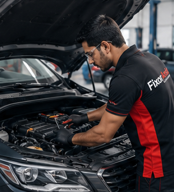 Expert technician servicing a car engine