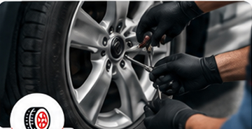 Technician working on a wheel