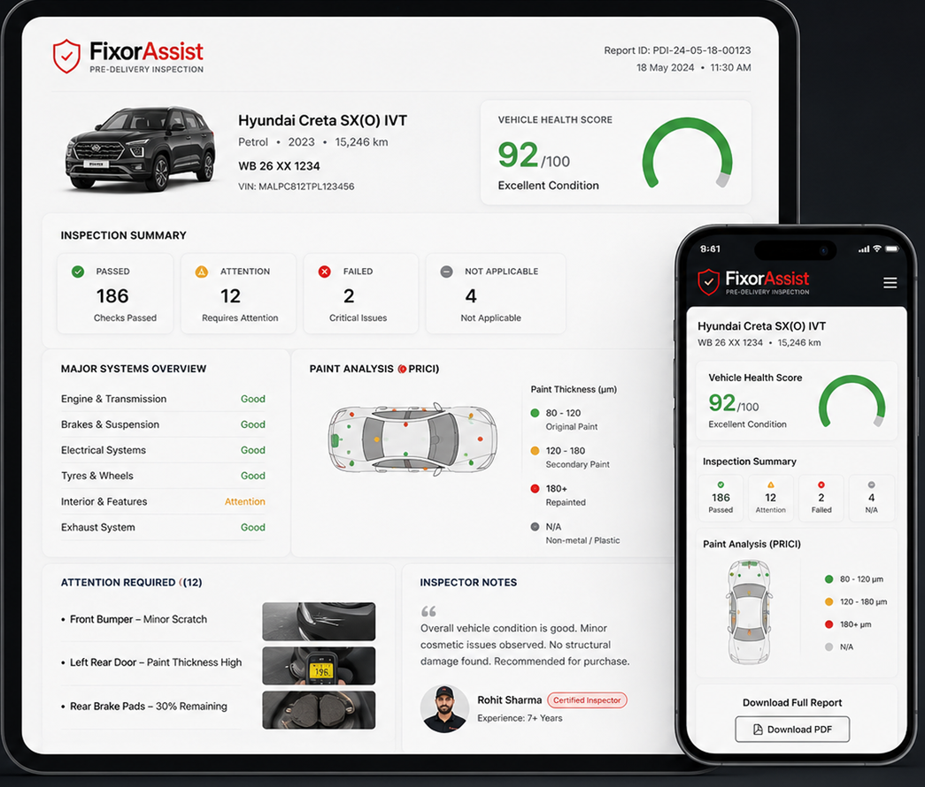 FixorAssist digital inspection report on tablet and phone